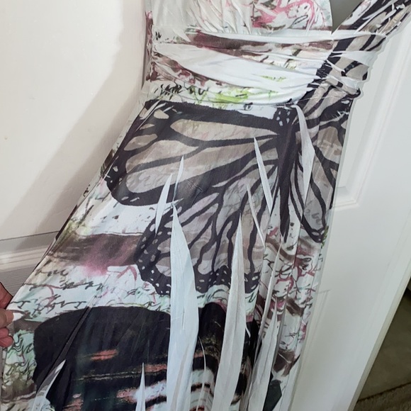 Watercolor Butterfly Print Halter Style Maxi Dress - Picture 7 of 16